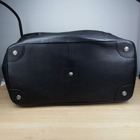 BROOKS BROTHERS Golden Fleece Black Pebbled Leather Weekender Travel Duffel Bag - Picture 7 of 13